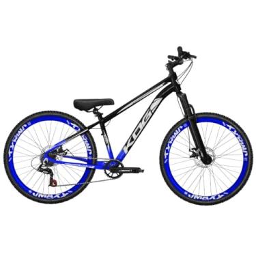 Imagem de Bicicleta Aro 26 Rebaixada Freeride para Grau, Quadro em Alumínio, Relação 1x7, Aros Vmaxx Coloridos, Pedivela 34D, Suspensão 80mm,Cobalto Preto Branco Azul