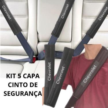 Imagem de Kit 5 Capas Protetor Cinto Segurança Preta Carro Automotivo chevrolet 