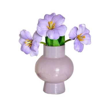 Imagem de Vaso de vidro roxo para flores, lindo vaso decorativo colorido para mesa de centro de mesa, moderna e descolada, decoração de escritório em casa