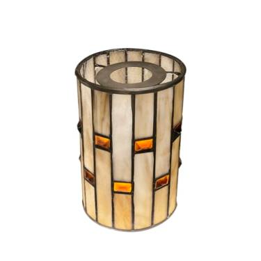 Imagem de HUIMEIJU Abajures Tiffany Glass, Abajur Cilíndrico Cinza De Reposição Manchado (Redondo)