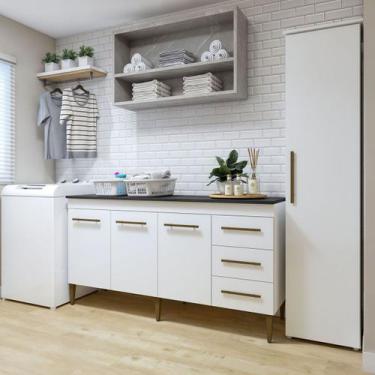 Imagem de Lavanderia Completa Osasco 4 Portas 3 Gavetas Branco - Kaiki Móveis, B