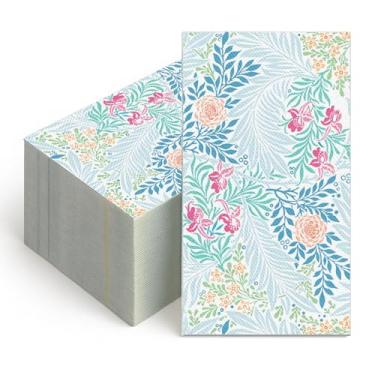 Imagem de 100 peças de toalha de mão descartável, guardanapos de papel vintage floral pássaro aquarela guardanapos de convidados flor selvagem pássaro papel decorativo convidado para banheiro festa de