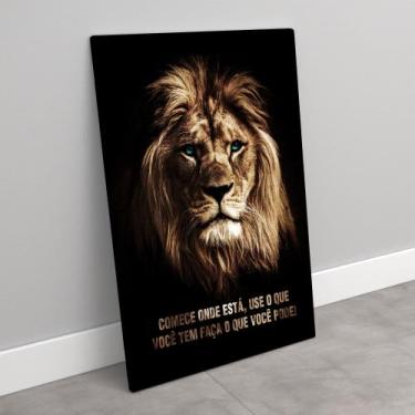 Imagem de Quadro Decorativo Leão Motivacional - MeMoldura, Chassi Borda Infinita