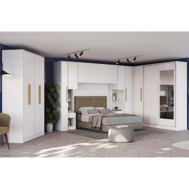 Imagem de Módulo de Quarto Adapt Adapt 10 Peças Quarto Casal (7 Armários + 1 Ponte Aéreo + 2 Complementos) QCM135 Branco - Kappesberg