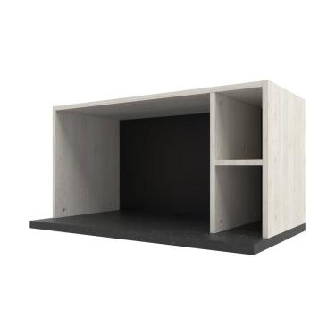 Imagem de Armário Aéreo para Micro-ondas Bartira Rubi com 1 Nicho e 80,1cm de Largura – Freixo/Preto Poah