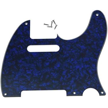 Imagem de Dopro Placa de arranhão para guitarra Tele vintage de 5 furos para telecaster FD dos EUA/Mexicano Blue Pearl