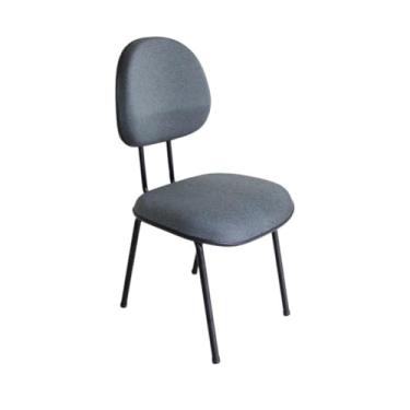 Imagem de Cadeira Executiva Fixa Pé Palito 7/8 em Tecido Regall Cinza e Preto – Ergonômica e Resistente 80×37,5×49,5 cm Home Gourmet