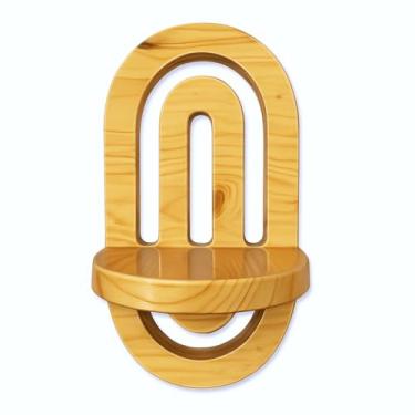 Imagem de Prateleira Decorativa De Parede Com Arcos Orgânicos Em Madeira Pinus Estilos Boho e Japandi Cor:Pinus Com Verniz Incolor