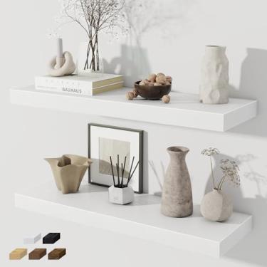 Imagem de Prateleiras flutuantes para parede, conjunto de 28 polegadas, prateleira de madeira rústica montada na parede para banheiro, sala de estar, quarto e cozinha, prateleira suspensa para armazenamento