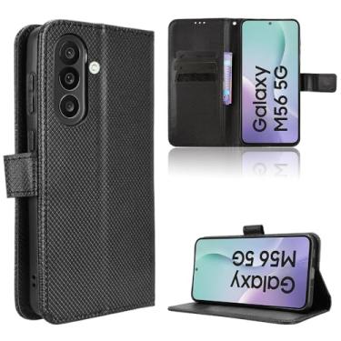 Imagem de Capa de couro compatível com Samsung Galaxy F56 5G, capa flip de couro PU compatível com Samsung SM-M566B/DS Galaxy M56 5G / SM-M566B capa preta