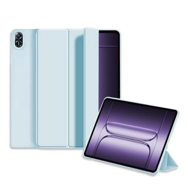 Imagem de Capa de silicone para OnePlus Pad 3 13,2 polegadas 2025, capa protetora leve com função de suporte e função hibernar/despertar automática, proteção abrangente, branco azul gelo