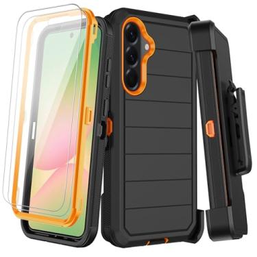 Imagem de Capa para Samsung Galaxy A56 5G com coldre de clipe de cinto, 2 protetores de tela e suporte, proteção contra quedas à prova de choque resistente à prova de choque capa de telefone de corpo inteiro