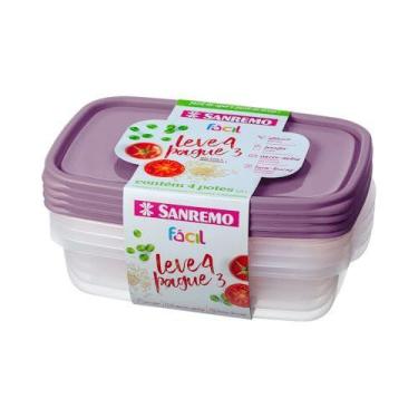 Imagem de Pote Plastico Conj. L4P3 Potes Facil 1,8L(S) - SANREMO