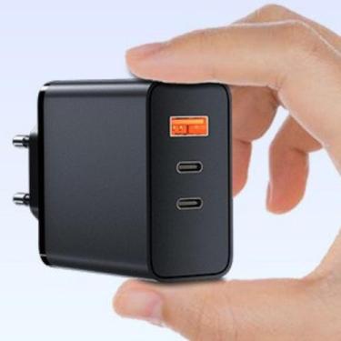 Imagem de Carregador Rápido LEHMOX 65W PD Trio com 3 Portas (2 USB-C + 1 USB-A) 