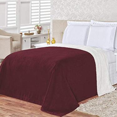 Imagem de Cobertor Alaska Casal Queen Dupla Face Tecido Sherpa e Manta Vinho