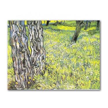 Imagem de LXURY Van Gogh. Troncos de árvore na grama. Reprodução de pinturas famosas. Arte de parede em tela Van Gogh Pôsteres e impressões. Imagem para decoração de casa 30 x 39 cm sem moldura