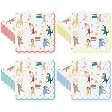 Imagem de Maxdot 100 guardanapos de papel descartáveis de animais grandes de 16,5 cm com design fofo de animais safári na selva para festa temática de zoológico, decorações de aniversário de chá de bebê
