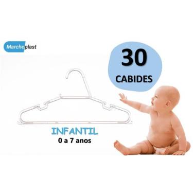 Imagem de Cabide Infantil de Acrílico Transparente Kit com 30 unidades - Marchep