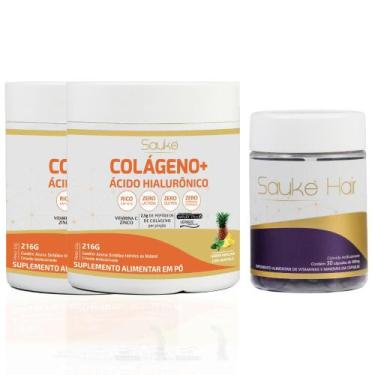 Imagem de Kit 3 Sauké Colágeno Acido Hialuronico E Vitamina Capilar - Sauke Beau