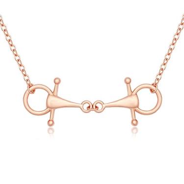 Imagem de MANZHEN Colar Snaffle Bit para amantes de cavalos, joias equestres, zinco, Metal