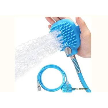 Imagem de Acabe com o stress do banho! Mangueira luva massageadora 2 em 1: conforto, diversão e limpeza no toque. Instala em minutos. Garanta já Mangueira Com Escova Pequeno Banho Pet