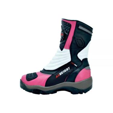 Imagem de 952AT-Bota Cano Alto Motociclismo Couro Legítimo – Palmilha com 9cm de Altura Rosa-Masculino