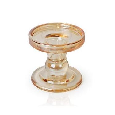 Imagem de Castiçal Dourado em Vidro Âmbar para Velas, Peça Decorativa Luxuosa