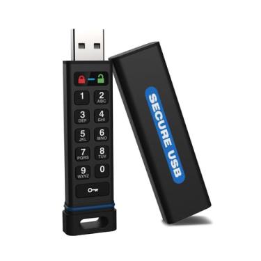 Imagem de SecureData SecureUSB KP 256 GB Unidade USB criptografada por hardware FIPS 140-2 nível 3 Desbloqueio via teclado compatível com TAA, CJIS, HIPAA, CMMC, compatível com GDPR, funciona com Mac USB 3.0
