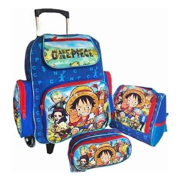 Imagem de Kit Mochila One Piece Rodinhas Infantil Chenson Escolar
