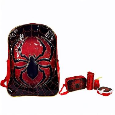 Imagem de Kit Mochila Escolar Acessórios Infantil Homem Aranha