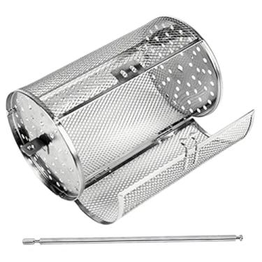 Imagem de Cesta de churrasqueira para churrasqueira, cesta de carne rotativa de aço inoxidável, acessório de forno e defumador para churrasco, assar, frango