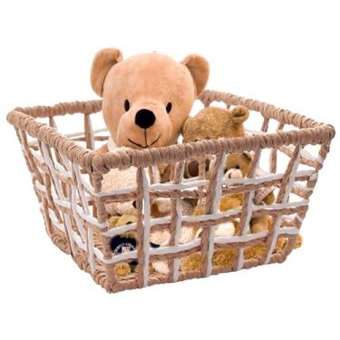 Imagem de Cesta de armazenamento de tecido, decoração rústica de casa de fazenda, cesto organizador multiuso, cesta de tanque de bancada e vaso sanitário para casa, quarto, sala de estar, entrada (marrom e