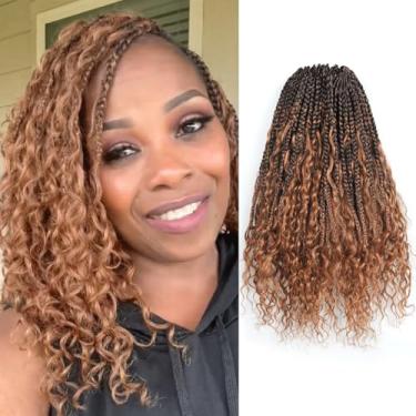 Imagem de ToyoTress Tranças de crochê Boho cabelo humano - 30,5 cm 8 pacotes (96 fios) cabelo de crochê pré-enrolado feito à mão para mulheres negras, cabelo trançado curto pré-torcido marrom ombré (30 cm, T30