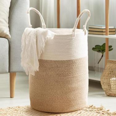 Imagem de Cesto de roupa suja Kodomoore Woven Cotton Rope 38x46cm branco/bege