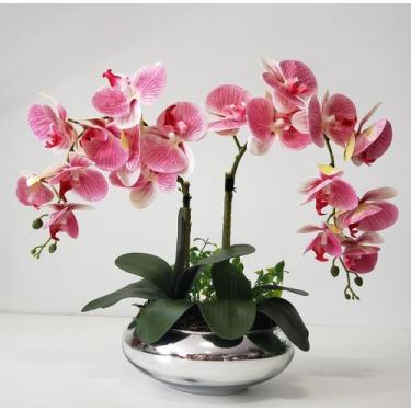 Imagem de Arranjo Flor Orquídeas Artificiais Toque Real No Vaso Montado - La Caz