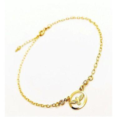 Imagem de Tornozeleira Espírito Santo Com Pontos De Luz Banho De Ouro 18k 3137 -