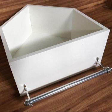 Imagem de Nicho Em Formato De Casinha 2 Peças Com Fundo 40x45x15cm Bco - B&D Art