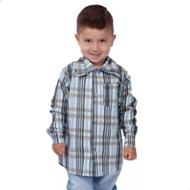 Imagem de Camisa Xadrez Infantil Unissex Tradicional Rodeio - Grito Final, Azul,