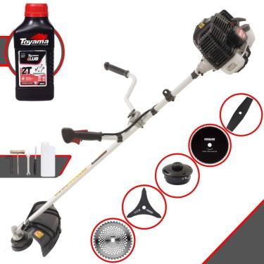 Imagem de Roçadeira Multifuncional Kawashima KW52LE À Gasolina 52cc 2,5HP 10.000rpm Com Carretel de Nylon + Kit 4 Lâminas de Corte + ÓLEO TOYAMA FG50 2 Tempos