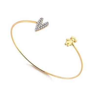 Imagem de Bracelete Filha e Coração Cravejado Folheado A Ouro - Radhau Joias, Ún