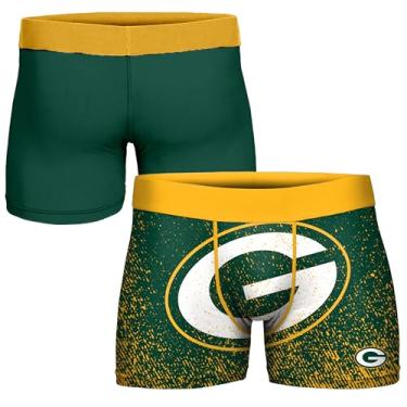 Imagem de FOCO Cueca boxer masculina NFL oficialmente licenciada pela cor do time com logotipo primário para fãs de futebol - Green Bay Packers - Pequena