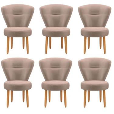 Imagem de Kit 6 Cadeiras Para Recepção Sala de Espera Confortavel Pés Palito MOBLAN decor (Rose)