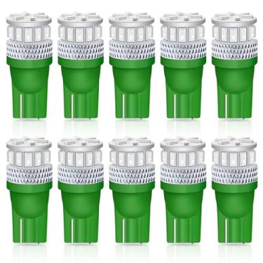 Imagem de Qoope Lâmpada LED T10 194 168 verde super brilhante, lâmpada LED W5W 2825 3014 18SMD 12V-24V DC substituição para placa de carro interior cúpula mapa porta cortesia (pacote com 10)
