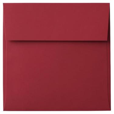 Imagem de LUXPaper Envelopes de convite quadrados | Descasque e pressione | 12,7 cm x 12,7 cm | Vermelho festivo | Texto de 27 kg | 50 Qtd