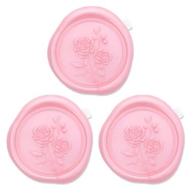 Imagem de Zaamwoyy Adesivos de selo de cera rosa para convite de casamento 50 peças 3D autoadesivo vintage lacre de cera para convite, envelopes, embrulho de presente, rosa de Natal