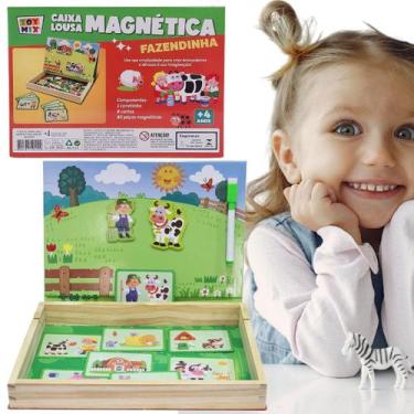 Imagem de Brinquedo Educativo Caixa  Lousa Magnetica Fazendinha 90 Peças - Toy M