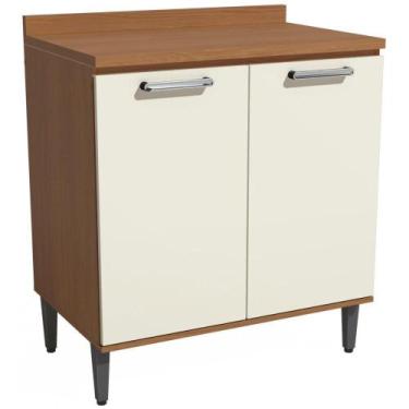 Imagem de Balcão Kappesberg T21/E607 2 Portas Com Tampo 80cm MDP, CANELA/OFF WHI