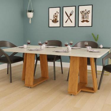 Imagem de Mesa Jantar 160x80 com Base Triângulo Para Sala de Estar E Cozinha 6 L