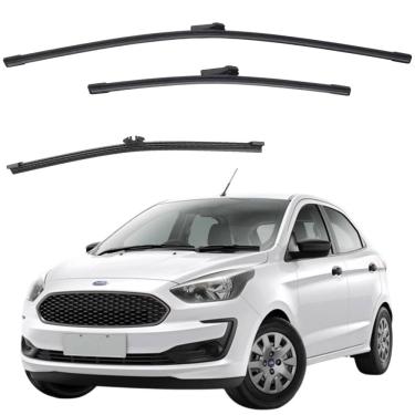 Imagem de Kit Palhetas Ka Hatch 2014 a 2021 Limpador de Parabrisa e Vidro Traseiro de Silicone Chuva