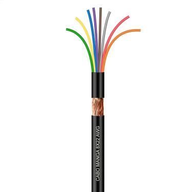 Imagem de Cabo Manga 8X22 AWG - com Blindagem Preto - 50 Metros